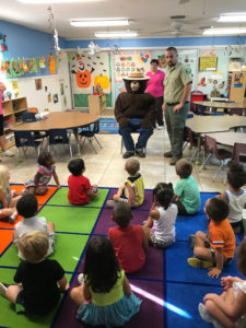 Smokey the Bear teaches forest fire prevention at EduCare Academy