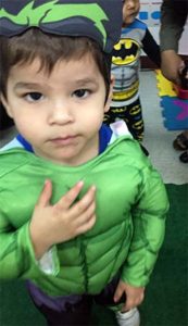 Children dressed up in costumes on October 31, to celebrate Super Hero day.