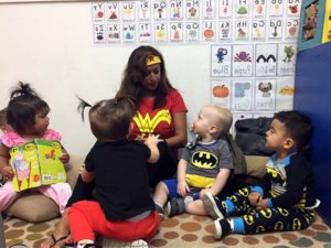 Children dressed up in costumes on October 31, to celebrate Super Hero day.
