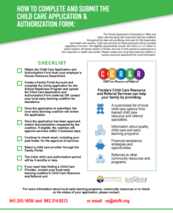 Early Learning Coalition Childcare Application and Authorization Form Checklist - email cs@elcfh.org for application information